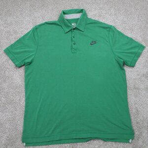 Nike Performance Polo Shirt Mens‎ 2XL XXL Green Spell Out Cotton/Polyester S/S